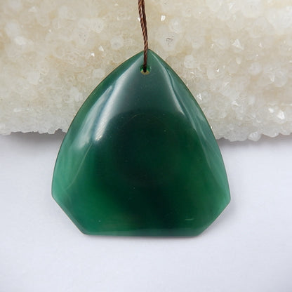 Green Agate Gemstone Natural Pendant Bead, 42x40x5mm, 12.7g - MyGemGarden