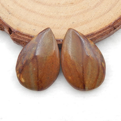 Pear Us Biggs Jasper Gemstone Cabochon Pair, 23x16x3mm, 2.7g