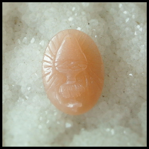 Carved Sunstone Gemstone Cabochon, 25x18x6mm, 3.6g - MyGemGarden