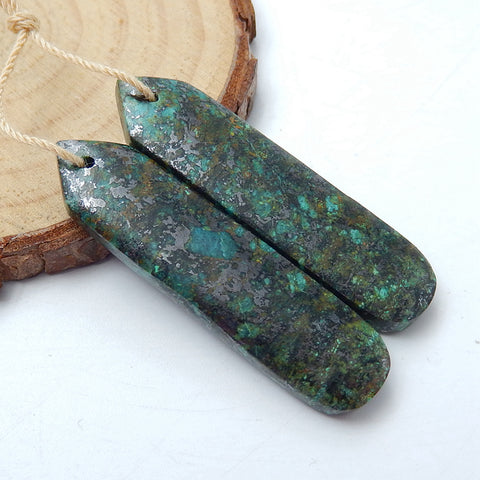 Natural African Turquoise Earrings Pair, stone for Earrings making, 42x10x5mm, 10.7g - MyGemGarden