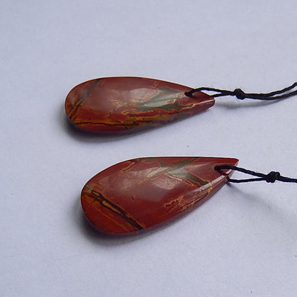 Natural Multi-Color Picasso Jasper Gemstone Earrings Pair,34x16x5mm,2.4g - MyGemGarden