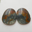 Natural Us Biggs Jasper Gemstone Cabochons pair, 19x16x3mm, 3.5g - MyGemGarden