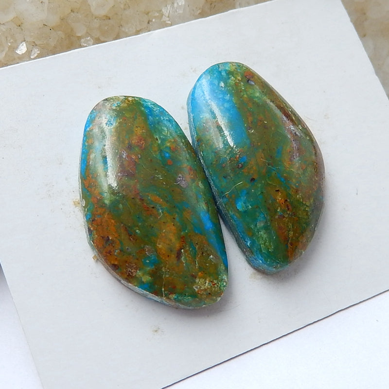 Natural Blue opal Gemstone Cabochon pair, 23x13x5mm, 4.7g - MyGemGarden