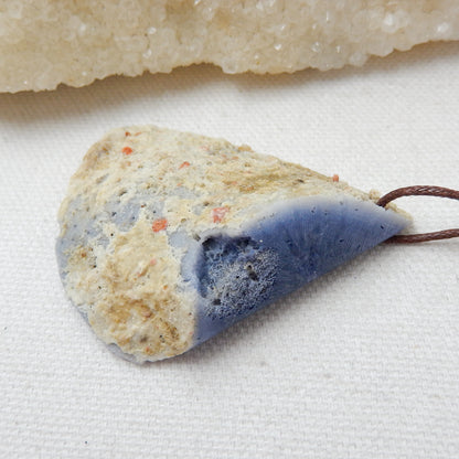New, Blue Fossil Coral Gemstone Pendant, Nugget Pendant, 53x38x14mm, 23.2g - MyGemGarden
