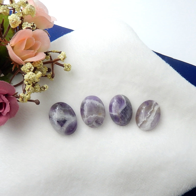 4 pcs Amethyst  Cabochon Pairs 22x17x6mm,22x16x6mm,14.4g - MyGemGarden