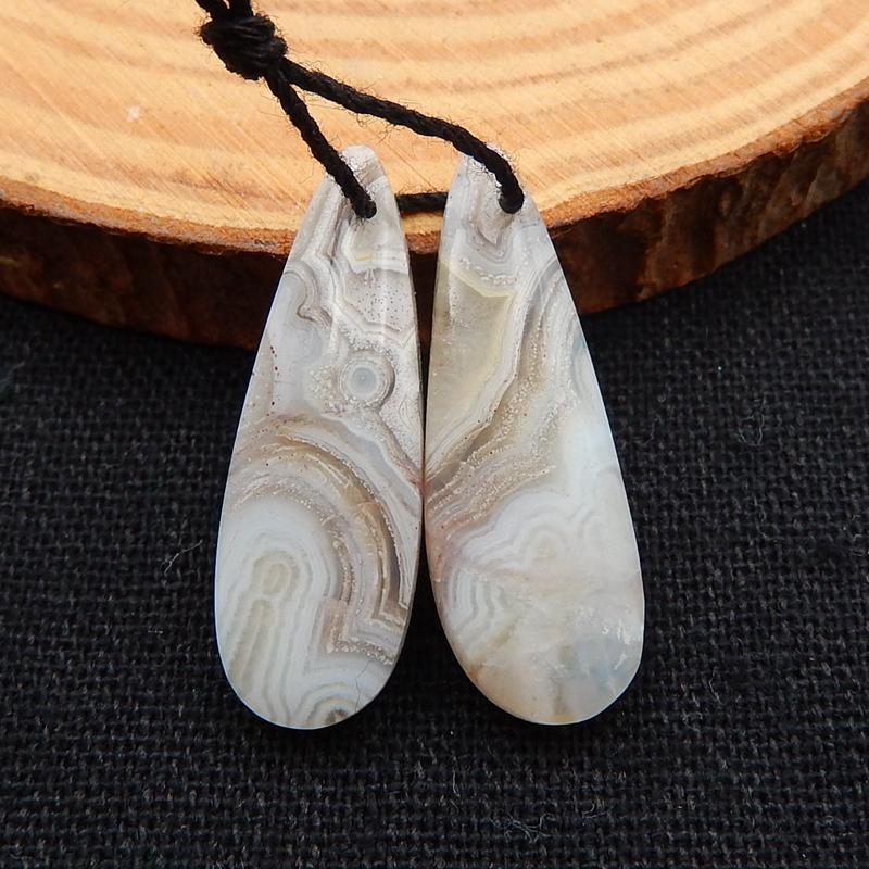 Natural Crazy Lace Agate Teardrop Earrings Stone Pair, stone for earrings making, 29x10x5mm, 4.3g