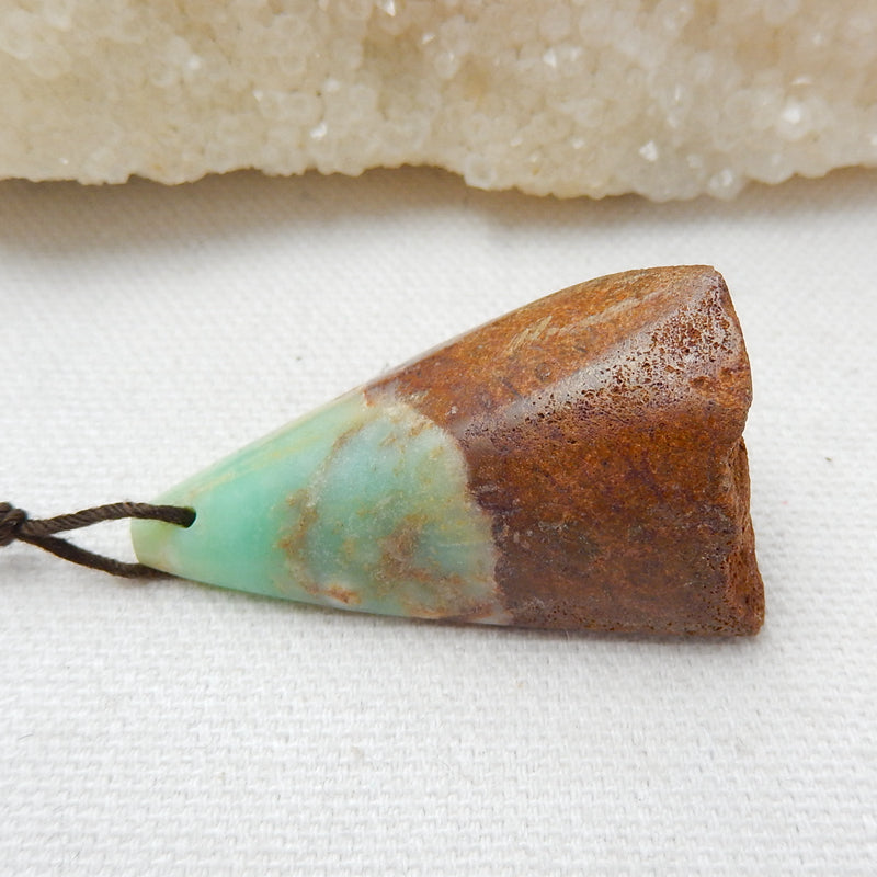 Raw Chrysoprase Gemstone Pendant, Natural Stone Jewelry, 44x25x18mm, 13.2g - MyGemGarden