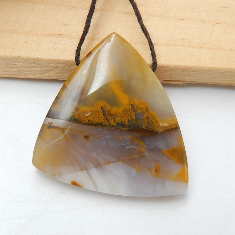 Natural Agate Drilled Gemstone Pendant Bead, 34x32x7mm, 11.5g - MyGemGarden