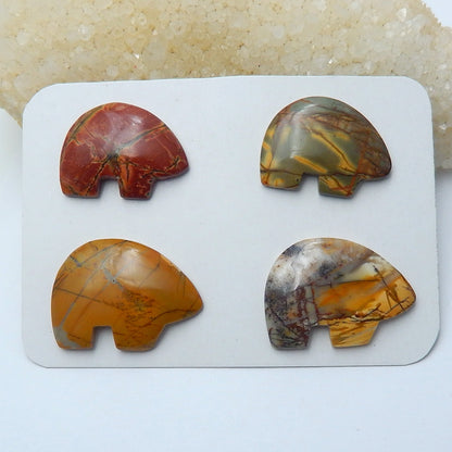 4 pcs Natural Multi-Color Picasso jasper Gemstone Cabochons, 25x18x4mm, 19.3g - MyGemGarden