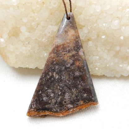 Natural Stone Argentina Rhodochrosite Drilled Gemstone Pendant Bead, 60x35x6mm, 22.4g - MyGemGarden