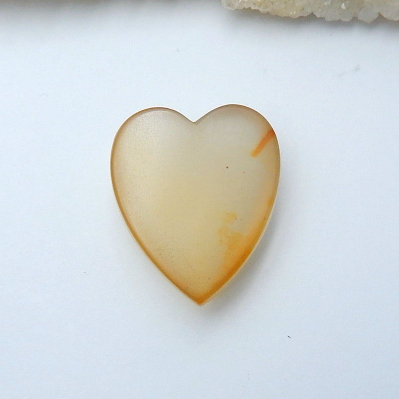 Natural Agate Gemstone Heart Cabochon, 30x25x11mm, 11.9g - MyGemGarden