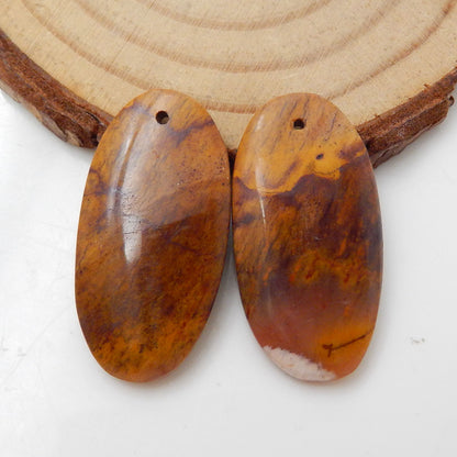 Mookaite Jasper Oval Earrings Stone Pair, stone for earrings making, 28x15x4mm, 5.2g - MyGemGarden
