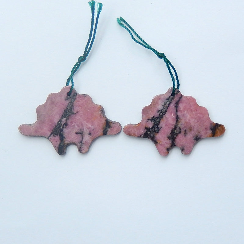 Natural Rhodonite Earrings Pair, stone for Earrings making, 37x25x3mm, 12.1g - MyGemGarden