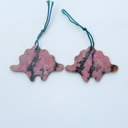 Natural Rhodonite Earrings Pair, stone for Earrings making, 37x25x3mm, 12.1g - MyGemGarden