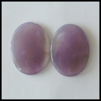 天然紫水晶长方形凸圆形一对，18x3mm，4.9g