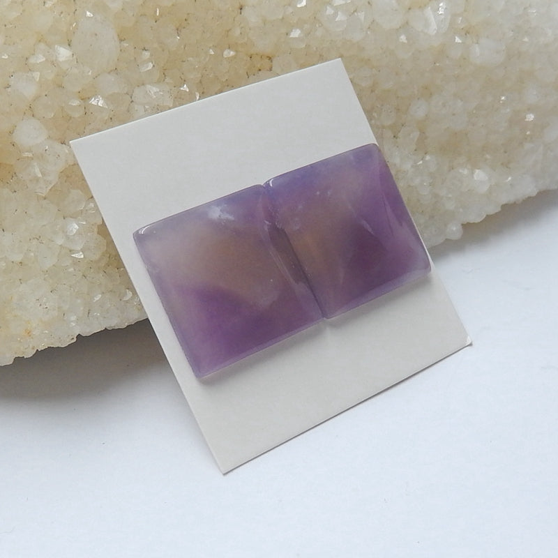 Natural Amethyst Rectangle Cabochon Pair, 18x3mm, 4.9g - MyGemGarden