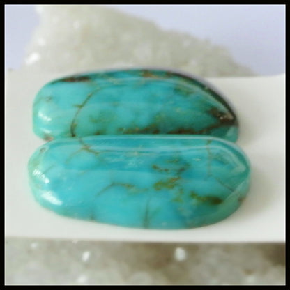 Natural Turquoise Gemstone Cabochon Pair 27x17x5mm,8.5g - MyGemGarden