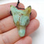 Handmade Carved Chrysocolla Gemstone Wolf Head Pendant Bead, 32x21x11mm, 7.4g - MyGemGarden