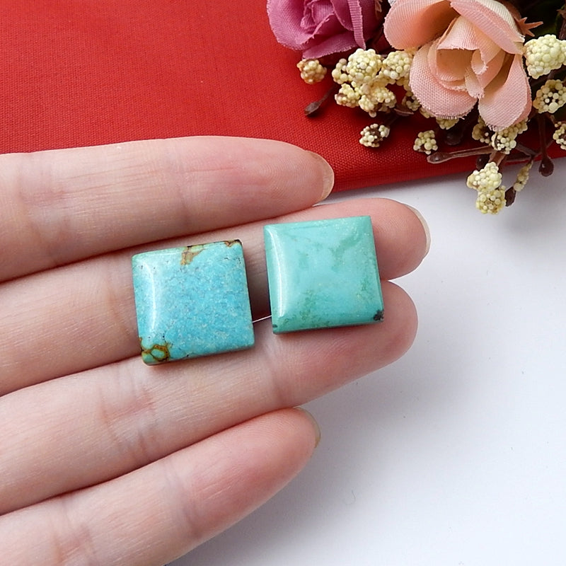 Turquoise Square Cabochon, stone for jewelry making, 16x16x4mm, 4.3g - MyGemGarden