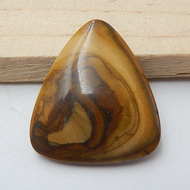 Natural Us Biggs Jasper Triangle Gemstone Cabochon, 30x27x5mm, 5.5g - MyGemGarden