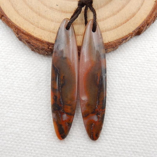 Picture Agate Earrings Stone Pair, stone for earrings making, 40x9x4mm, 5g - MyGemGarden