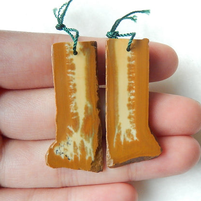 Natural Picture Jasper Drilled Earrings Pair 39x17x3mm,6.66g - MyGemGarden