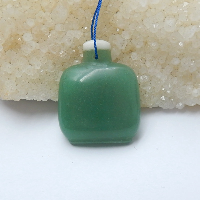 Perle pendentif en aventurine verte, 37 x 30 x 8 mm, 14,4 g