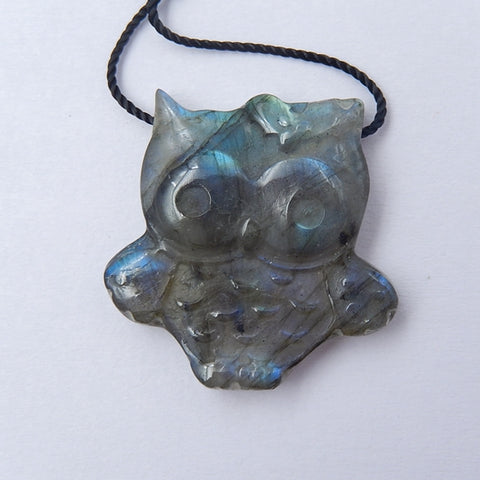 Labradorite Carved owl Pendant Bead, 24x6mm, 5.1g - MyGemGarden