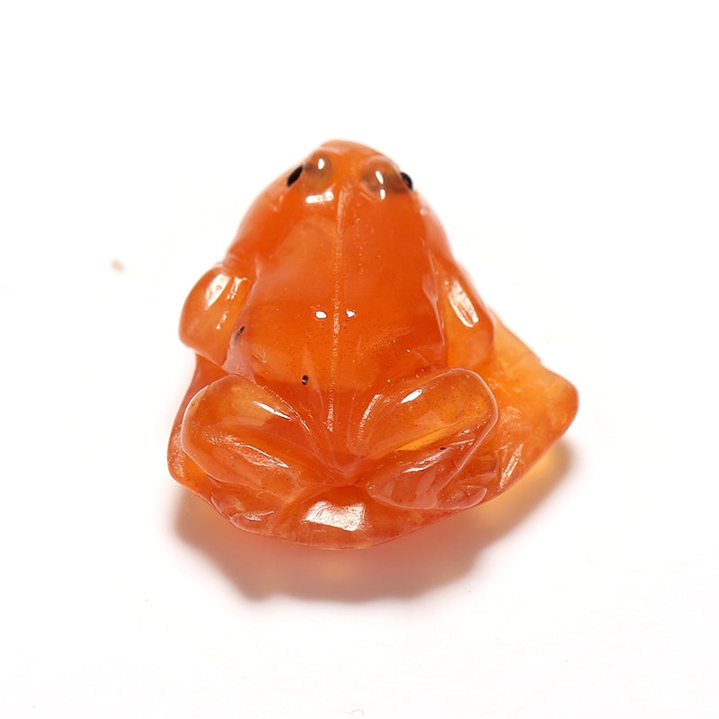 Hot !! Natural Red Agate Carved Frog Cabochon, 26x22x12mm, 7.6g - MyGemGarden