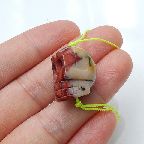 Natural Mookaite Jasper Carving Skull Pendant, 19x14x15mm, 6.46g - MyGemGarden