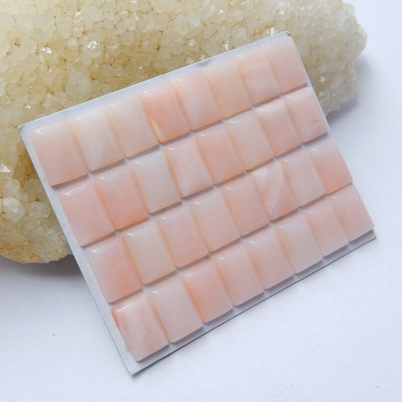 32 PCS Pink Opal Rectangle Gemstone Cabochons, 12x8x4mm, 18g - MyGemGarden