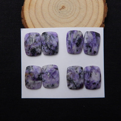 New Arrival 4 Pairs Beautiful Charoite cabochons, 18x13x4mm, 18x13x3mm, 12.6g - MyGemGarden