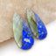 Labradorite and Lapis Lazuli Teardrop Glued Earrings Stone Pair, 31x15x4mm, 6g