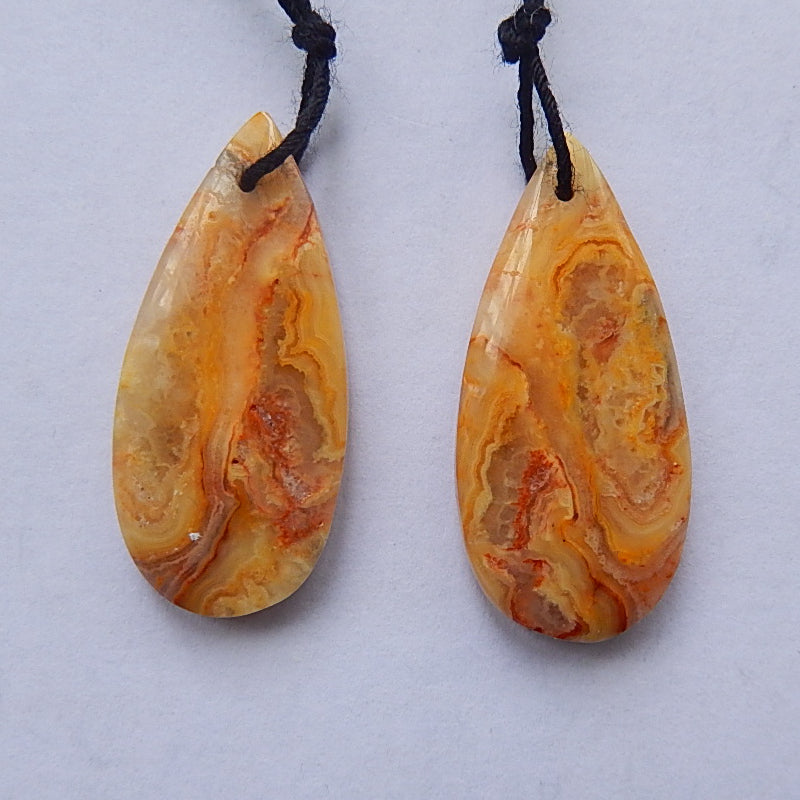Natural Crazy Lace Agate Drilled Earrings Pair 29x13x4mm,5.6g - MyGemGarden
