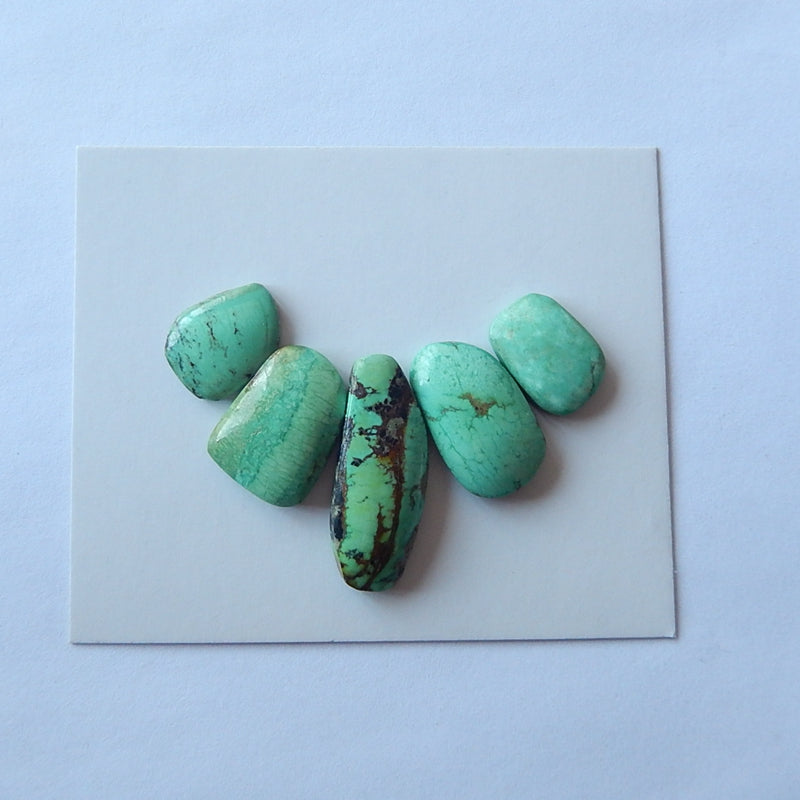 5PCS  Freeform Turquoise  Cabochon Pairs For Jewelry Making25x9x5mm,13x10x3mm 6.1g - MyGemGarden
