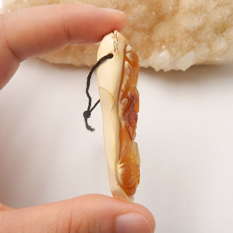 New Arrival Red Agate Carved butterfly Pendant Bead, 61x17x14mm, 18.6g - MyGemGarden