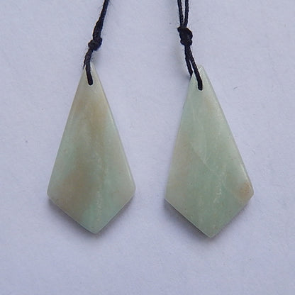 Natural Amazonite Drilled Earrings Pair,32x17x4mm,5.8g - MyGemGarden