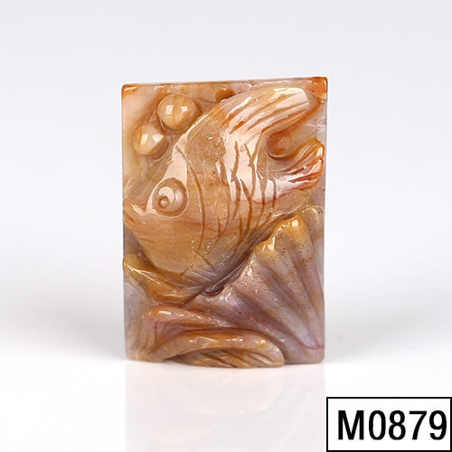 Sale 1 Piece Unique Hand Carved Angel Fish Multicolor Amazonite Pendant Stone, 34-41mm - MyGemGarden