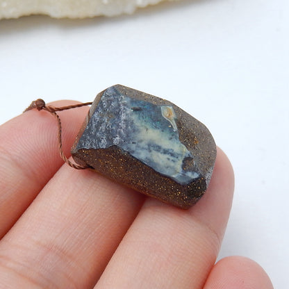 Natural Boulder opal Drilled Gemstone Pendant Bead, 22x16x10mm, 6g - MyGemGarden