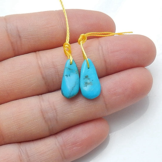 Natural Turquoise Gemstone Earrings Pair, 15x8x3mm, 1.0g - MyGemGarden