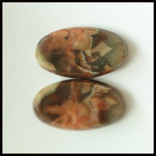 Natural Mushroom Jasper Gemstone Cabochon Pair 22x12x4mm,4.3g - MyGemGarden