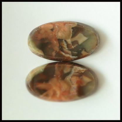 Natural Mushroom Jasper Gemstone Cabochon Pair 22x12x4mm,4.3g - MyGemGarden