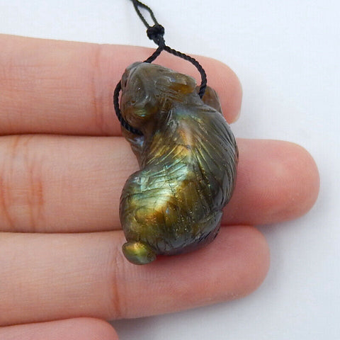 AAA Labradorite hand Engraving animal Pendant for jewelry making, 29x15x13mm9.4g - MyGemGarden