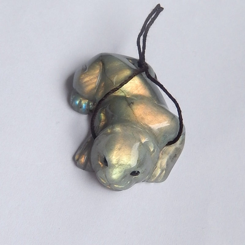 Labradorite Gemstone Tiger Carved Ornament, 46x31x13mm, 23.9g - MyGemGarden
