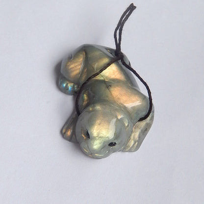 Labradorite Gemstone Tiger Carved Ornament, 46x31x13mm, 23.9g - MyGemGarden