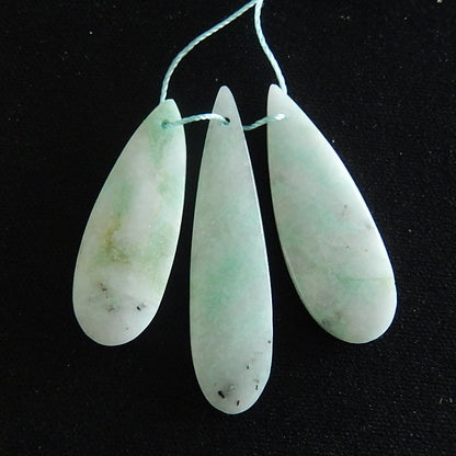 3 pcs Amazonite Drilled Pendant Beads 40x10x2mm, 31x11x4mm, 5.6g - MyGemGarden