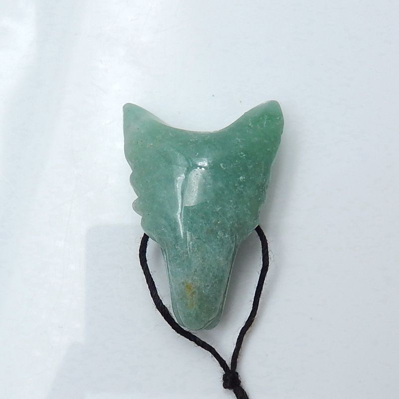 Natural Green Aventurine Carved wolf head Pendant Bead 36x25x14mm, 12.3g