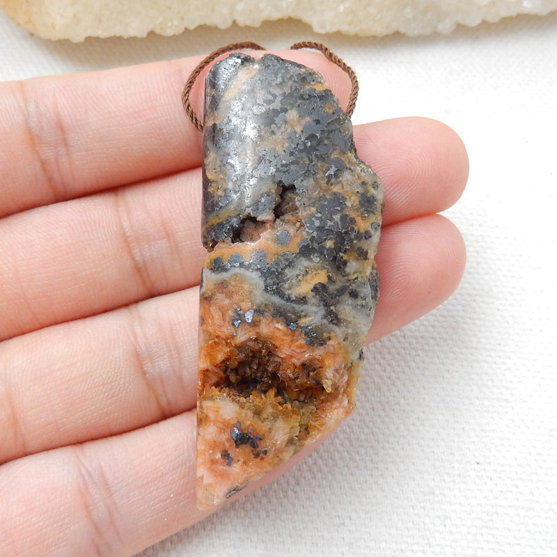 Natural Stone Argentina Rhodochrosite Drilled Gemstone Pendant Bead, 54x21x10mm, 22g - MyGemGarden