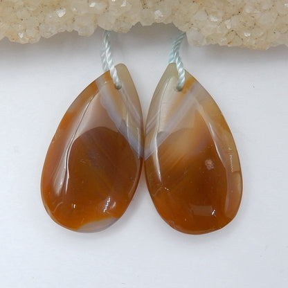 Natural Agate Teadrop Earrings Pair, stone for Earrings making, 26x14x5mm, 6.1g - MyGemGarden