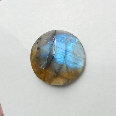 Natural Labradorite 14mm round cabochon, 14x14x5mm, 1.67g - MyGemGarden